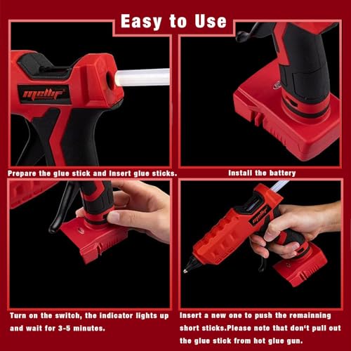 Mellif Cordless Hot Glue Gun Compatible with Milwaukee 18V Battery(Tool Only), Handheld Electric Power Glue Gun Full Size for Arts & Crafts & DIY with 20 0.43" Glue Sticks - Image 4