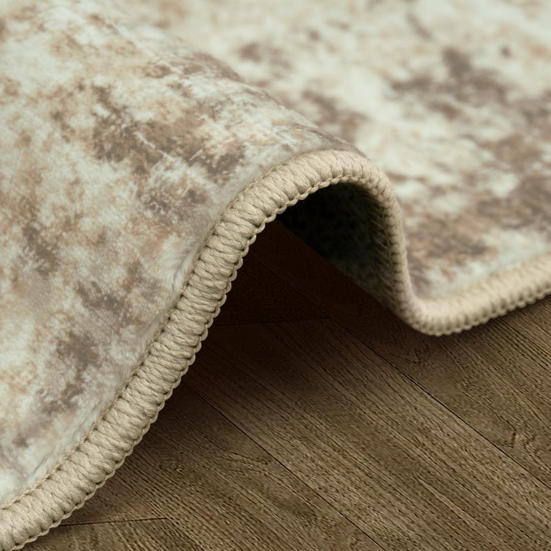 Gent drizz Area Rugs 5x7 Living Room: Large Soft Washable Rug Modern Abstract Anti-Skid Non-Shedding Carpet Indoor Floor Thin Carpets for Bedroom Dining Room Farmhouse Nursery Home Office Beige Grey - Image 5