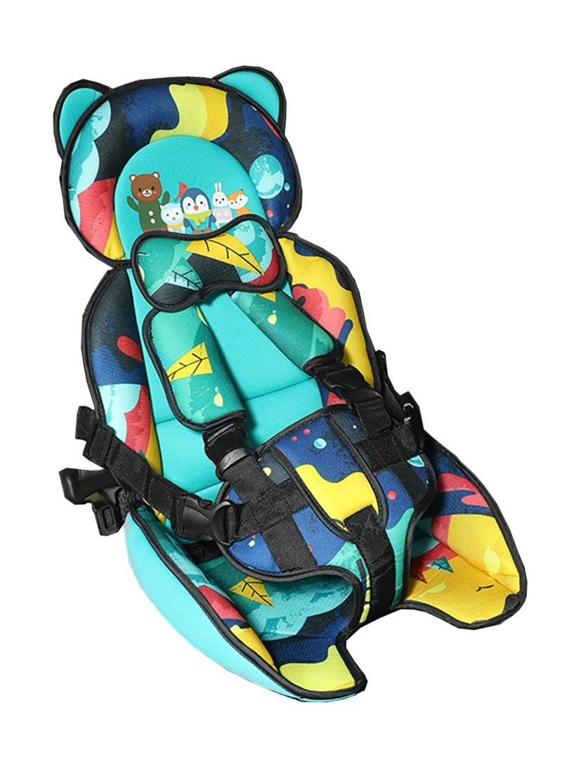 Auto Child Safety Seat Simple Car Portable Seat Belt, Little Kids Seat Belt Adjuster,Travel Car Seat with Adjustable Shoulder Straps for Baby Kids 0-12 Years Old (Starry Sky Bear) - Image 1