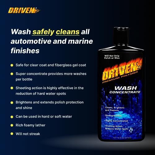 DRIVEN Wash Concentrate for Automotive & Marine Finishes Without Stripping Polish/Wax - Premium Polymer - Cleans, Brightens & Protects - Reduces Hard Water Spots - For Cars, Boats, RVs - Image 4