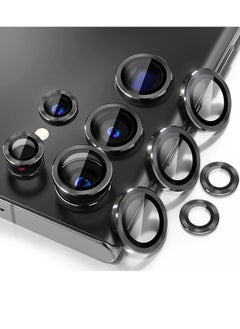 Generic Camera Lens Protector Scratch Resistant Tempered Glass with Alloy Edge Camera Cover Screen Protector Decoration Accessories for S23 Ultra 5G 2023_Black  - Image 1