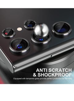 Generic Camera Lens Protector Scratch Resistant Tempered Glass with Alloy Edge Camera Cover Screen Protector Decoration Accessories for S23 Ultra 5G 2023_Black  - Image 3