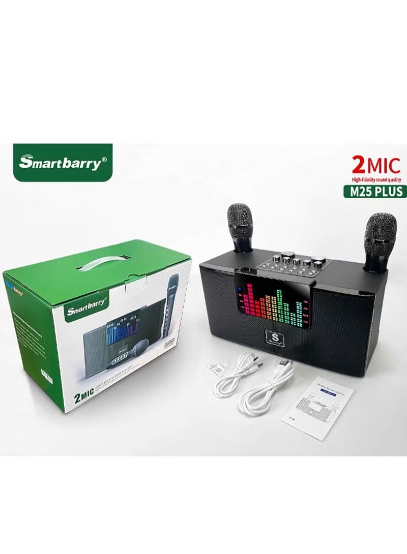 سمارت باري مكبر صوت بلوتوث M25 Plus قابل للشحن مع ميكروفونات وأضواء - Image 4