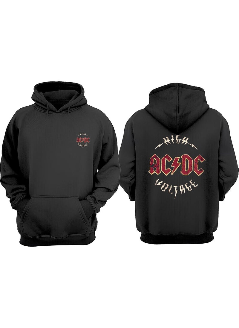 The Wert - Unisex High Voltage AC DC Design Front Back Printed Regular Fit Black Sweatshirt - Image 1