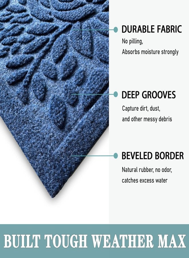 Bulijojo Front Door Mat Entrance,Durable Heavy Duty Welcome Mat,Thick Absorbent Natural Rubber Non Slip Mat,Sturdy Entryway Blue Flower, 17x30 - Image 5