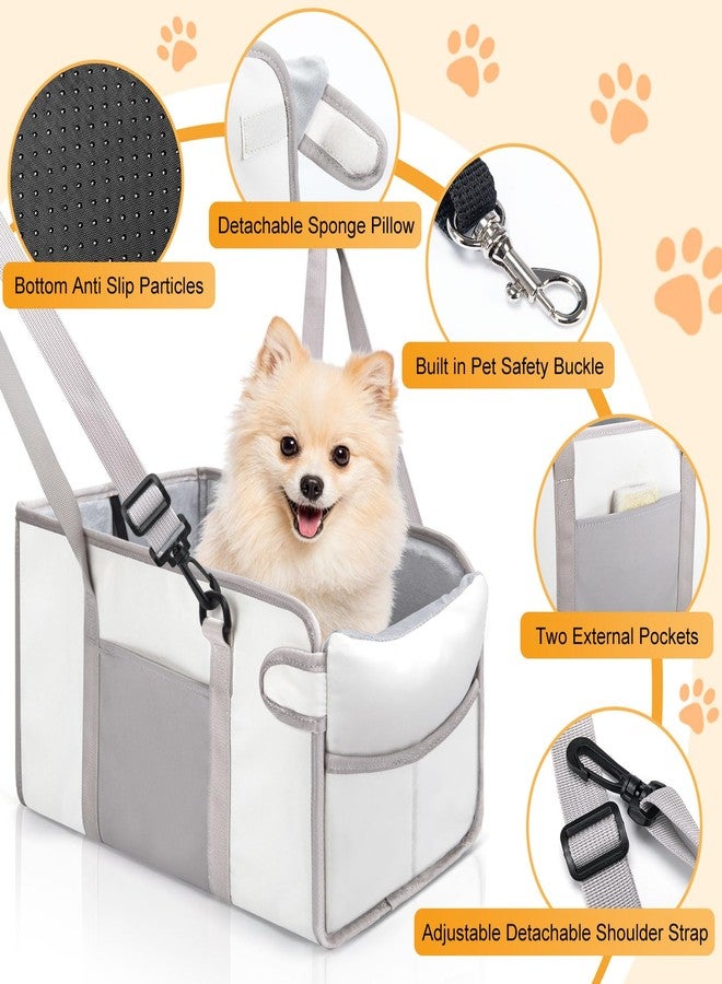 NECKORY Dog Car Seat for Small Dogs, Portable Center Console Dog Car Seat with Washable Cushion, Adjustable Straps Puppy Car Seat Safety Leash and Storage Pocket Pet Booster Seat for Car- Beige - Image 3