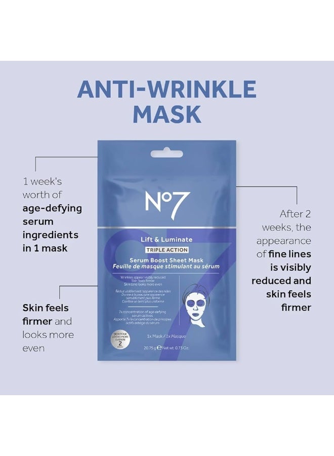 Boots No.7 No 7 Lift & Luminate Triple Action Serum Boost Sheet Masks (4pcs) - Image 3