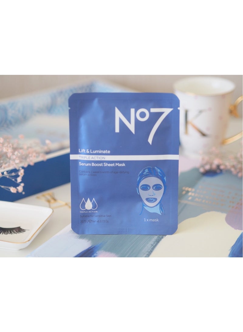 Boots No.7 No 7 Lift & Luminate Triple Action Serum Boost Sheet Masks (4pcs) - Image 4