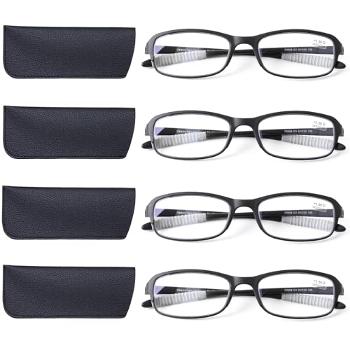 DOOViC 4 Pack Blue Light Blocking Reading Glasses for Men Women TR90 Sturdy Ultra Lightweight Readers 1.50 Strength - Image 1