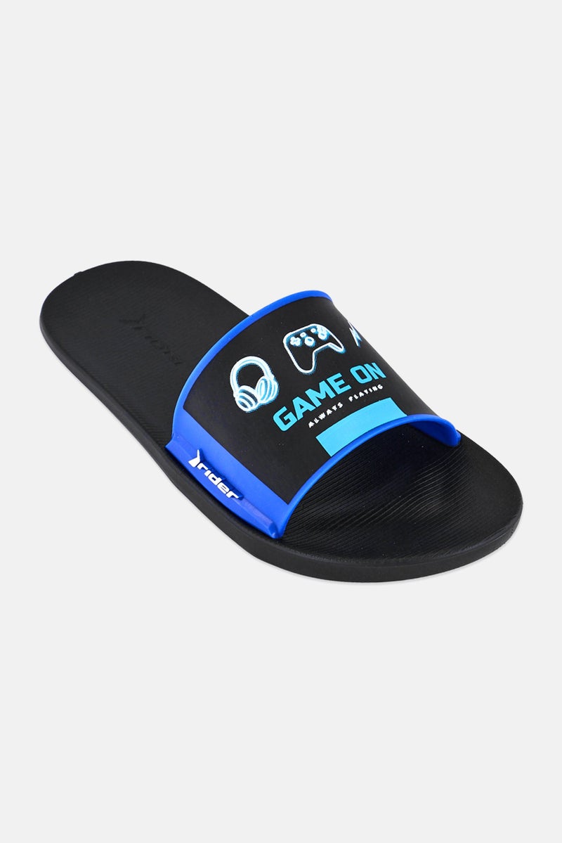 RIDER Kids Boy Street Slip on Slides, Black - Image 1