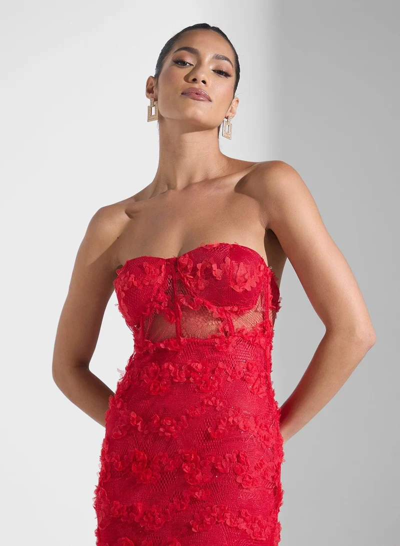 Ginger Boutique  Floral Strapless Gown Dress for Women | Best Price UAE