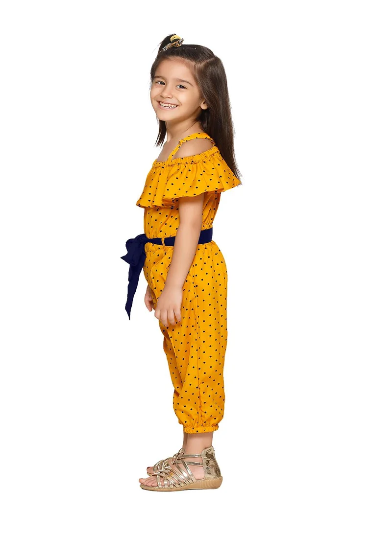LILPICKS Mustard Yellow Polka Jumpsuit