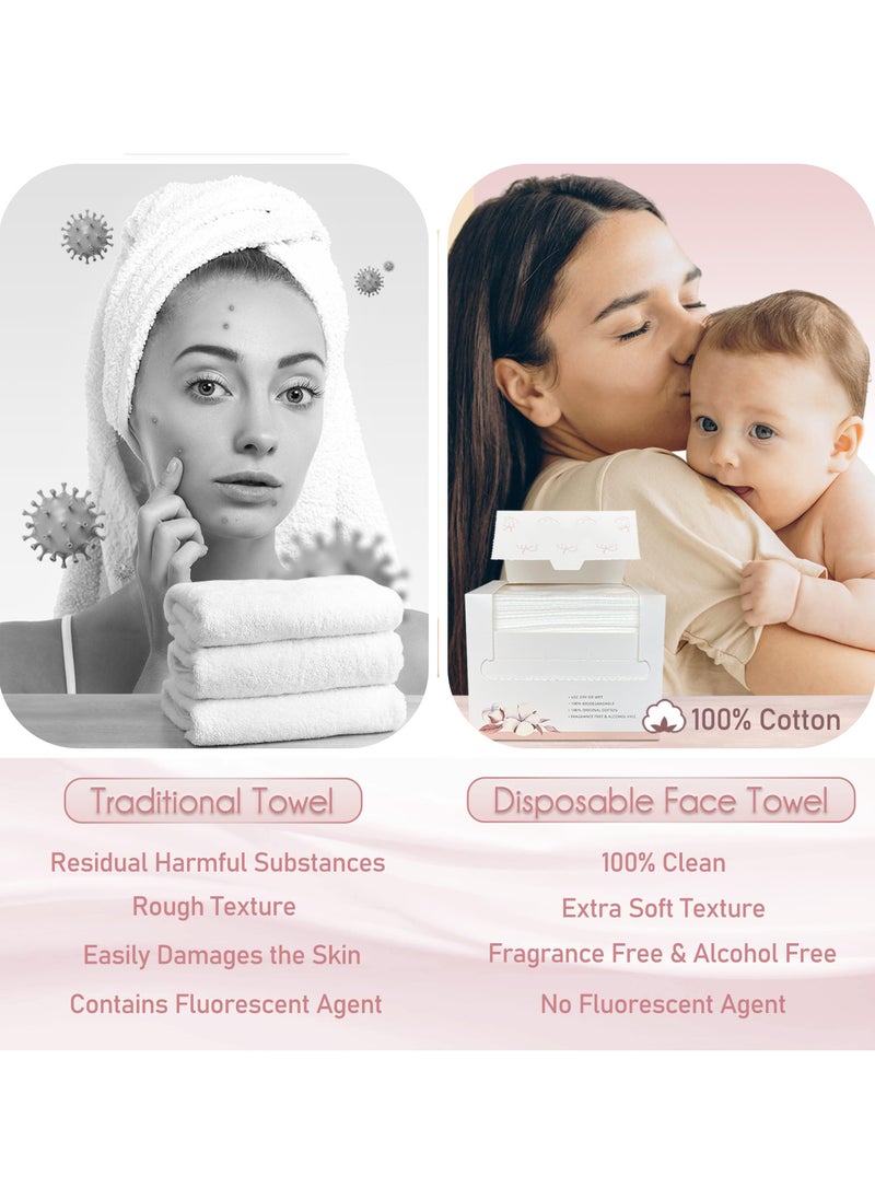 Generic Disposable Face Towel Biodegradable Face Towel for Drying Face 50 Count Box Extra Thick Soft One Time Use Face Towels 10"×12" Large Clean Towels for Sensitive Skin 100% Cotton Baby Care  - Image 3