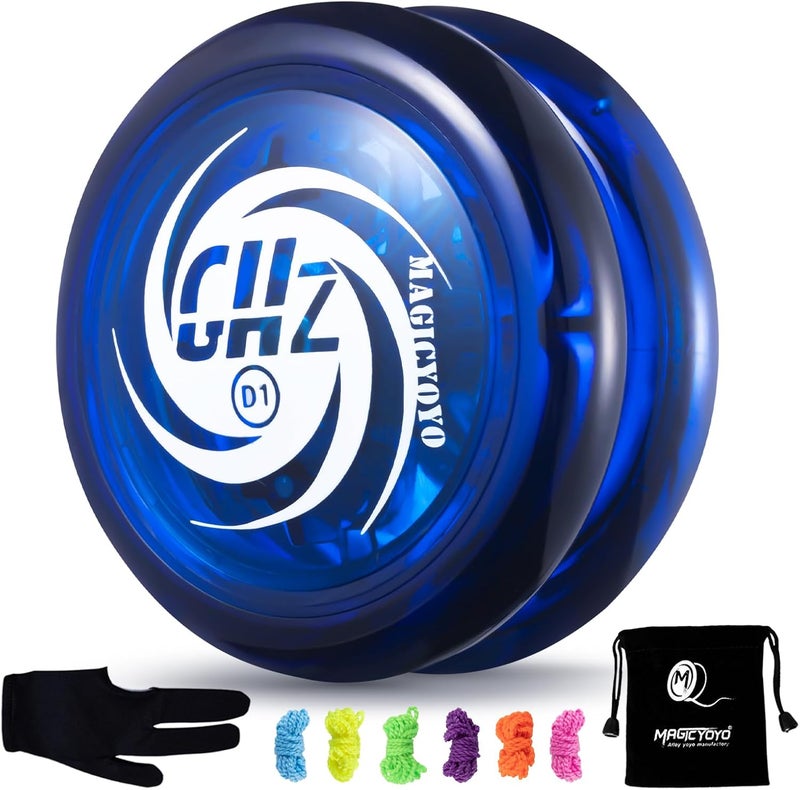 Zikra D1 GHZ Looping Yoyo Responsive Yoyo Ball for kids, Beginner Yoyo, Easy to Play and Practise Basic Looping Tricks, with 6 Yoyo Strings, Yo-Yo Glove, Yo Yo Bag (D1 - Blue) - Image 1