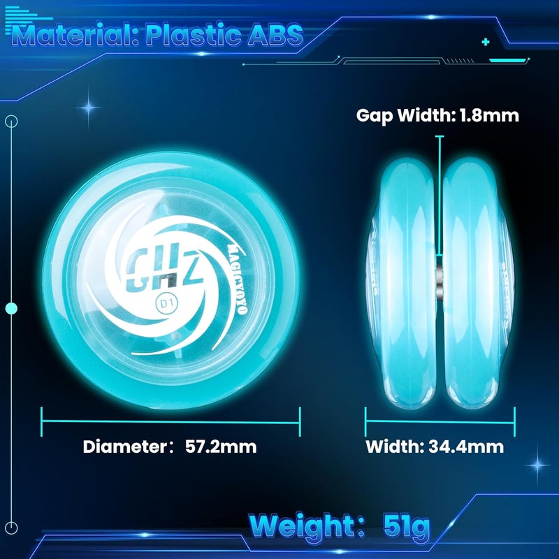 Zikra D1 GHZ Looping Yoyo Responsive Yoyo Ball for kids, Beginner Yoyo, Easy to Play and Practise Basic Looping Tricks, with 6 Yoyo Strings, Yo-Yo Glove, Yo Yo Bag (D1 - Blue) - Image 3