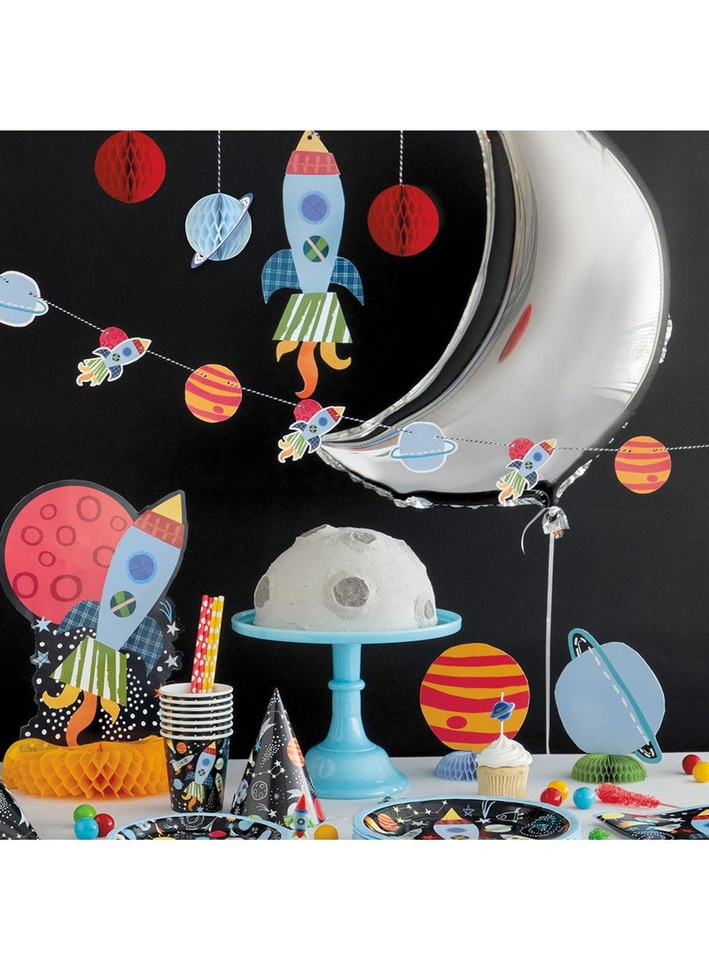 يونيك زينة معلقة على شكل فضاء خارجي من الورق المقوى، مقاس 28×12 سم، عبوة من 3 قطع - Image 2