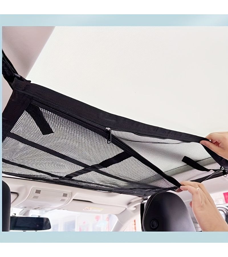 Black 30 Grid Double Layer Car Roof Storage Mesh - Image 2