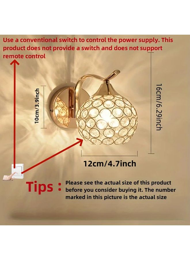 Golden Dimmable Crystal Wall Sconce 5W Hardwired Bedside Lamp for Bedroom Living Room - Image 3