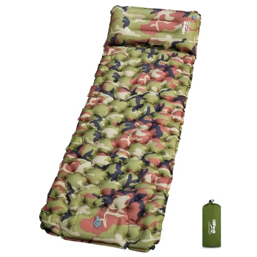 HiiPeak Sleeping Pad for Camping- Ultralight Inflatable Sleeping Mat with Built-in Foot Pump & Pillow, Upgraded Compact Camping Air Mattress for Tent, Backpacking, Hiking - Image 1