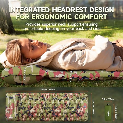 HiiPeak Sleeping Pad for Camping- Ultralight Inflatable Sleeping Mat with Built-in Foot Pump & Pillow, Upgraded Compact Camping Air Mattress for Tent, Backpacking, Hiking - Image 3