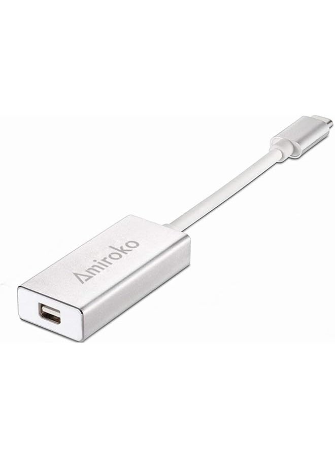 erorex - Usb C To Mini Displayport Adapter Usb 3.1 Type C Thunderbolt 3 To Mini Dp Adapter 4K Compatible With Lenovo T470 Macbook Pro To Led Cinema Display Dell Monitor Etc Silver - Image 1
