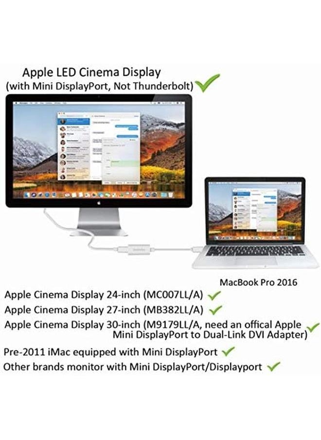 erorex - Usb C To Mini Displayport Adapter Usb 3.1 Type C Thunderbolt 3 To Mini Dp Adapter 4K Compatible With Lenovo T470 Macbook Pro To Led Cinema Display Dell Monitor Etc Silver - Image 1