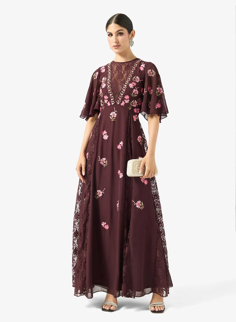 Embellished Bell Sleeve Maxi Dress