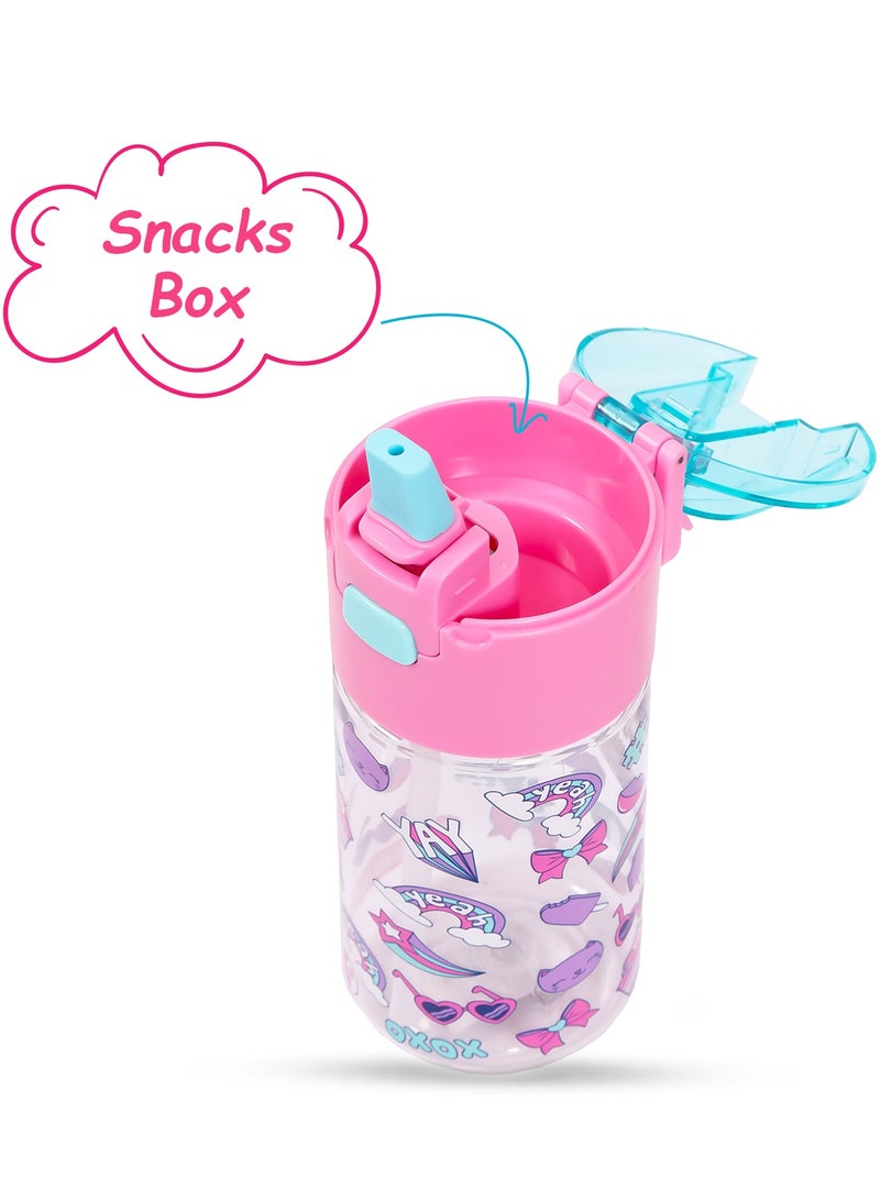 Eazy Kids Tritan Water Bottle With Snack Box Gen Z - Pink, 450Ml  - Image 2