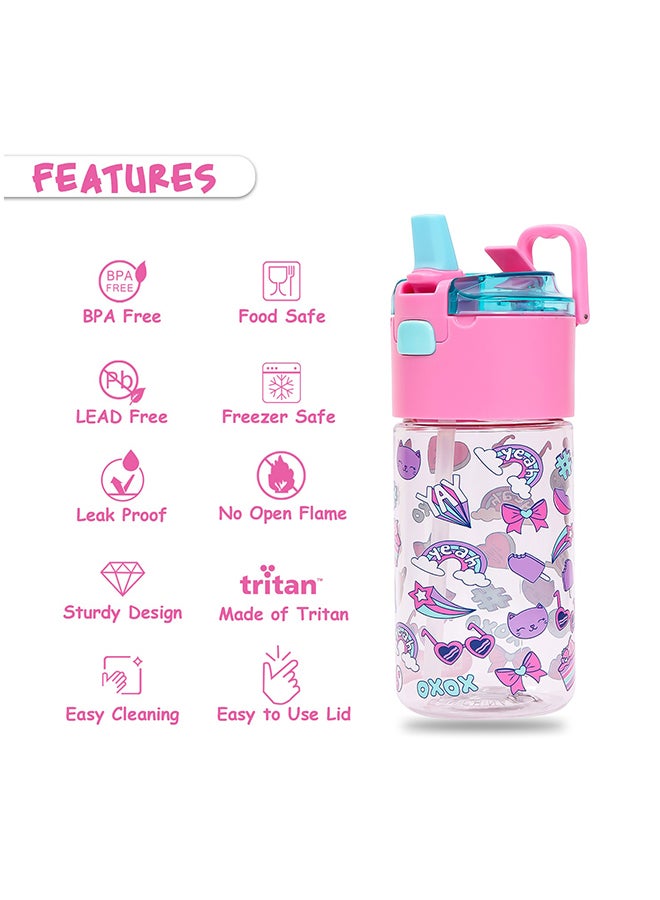 Eazy Kids Tritan Water Bottle With Snack Box Gen Z - Pink, 450Ml  - Image 4