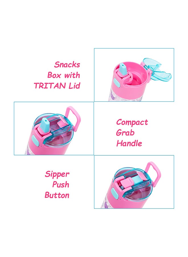 Eazy Kids Tritan Water Bottle With Snack Box Gen Z - Pink, 450Ml  - Image 5