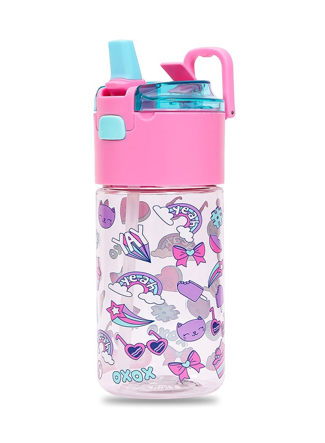 Eazy Kids Tritan Water Bottle With Snack Box Gen Z - Pink, 450Ml  - Image 1