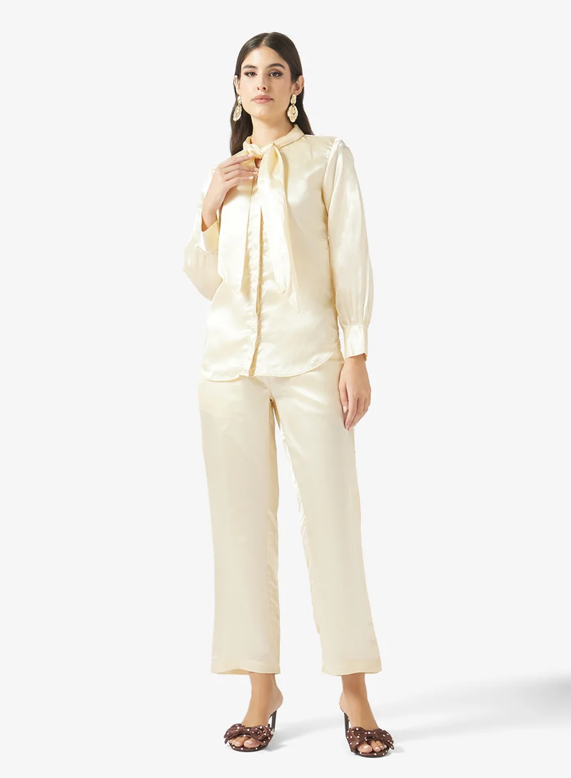 Fyor Tie-Neck Satin Co-Ord Set