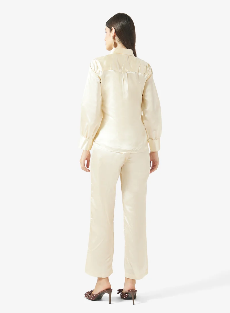 Fyor Tie-Neck Satin Co-Ord Set