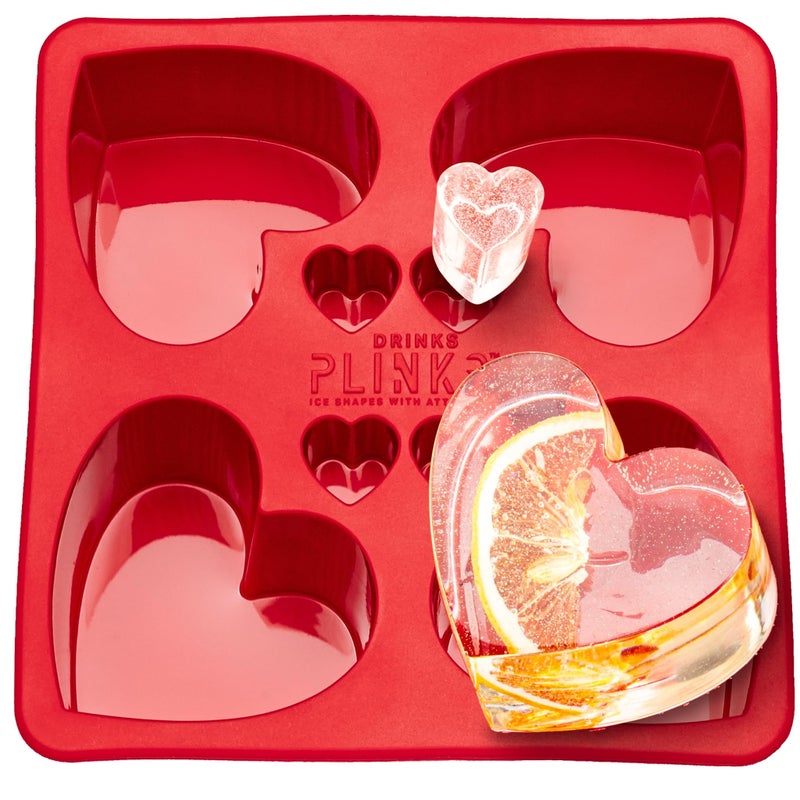 DRINKSPLINKS Large Silicone Heart Ice Cube Tray for Freezing and Baking. Great for Valentine's Day Drinks. - Image 1