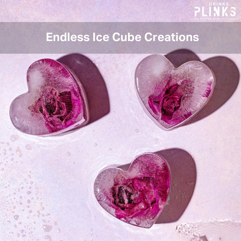 DRINKSPLINKS Large Silicone Heart Ice Cube Tray for Freezing and Baking. Great for Valentine's Day Drinks. - Image 3