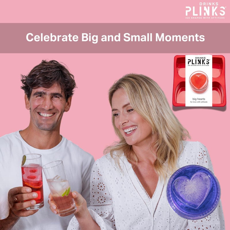 DRINKSPLINKS Large Silicone Heart Ice Cube Tray for Freezing and Baking. Great for Valentine's Day Drinks. - Image 2