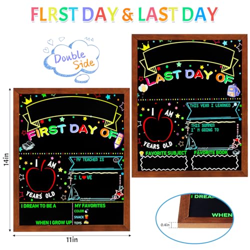 Multiwins First and Last Day of School Double Sided Sign with Frame- 14”x11” Reusable Dry Erase Board - Back to School Supplies for Kindergarten Preschool - Image 2