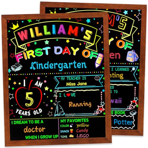 Multiwins First and Last Day of School Double Sided Sign with Frame- 14”x11” Reusable Dry Erase Board - Back to School Supplies for Kindergarten Preschool - Image 1