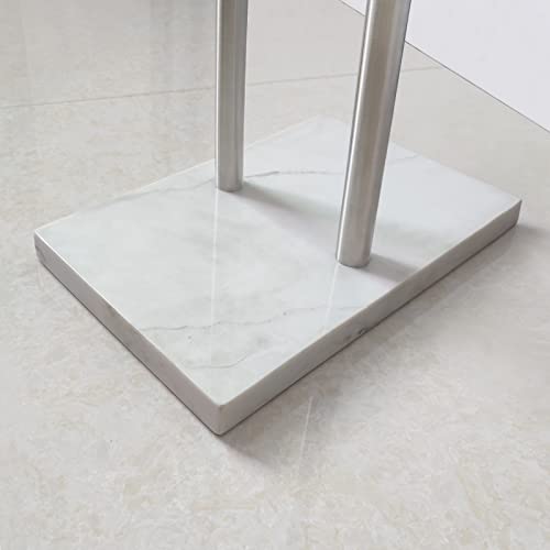 EADOT 40 Inch Standing Towel Rack Double-T Shape Tall Bath Towel Sheet Holder with Marble Design Base for Bathroom Floor Next to Tub or Shower 2 Tier Towel Holder Stand Stainless Steel Brushed Nickel - Image 4
