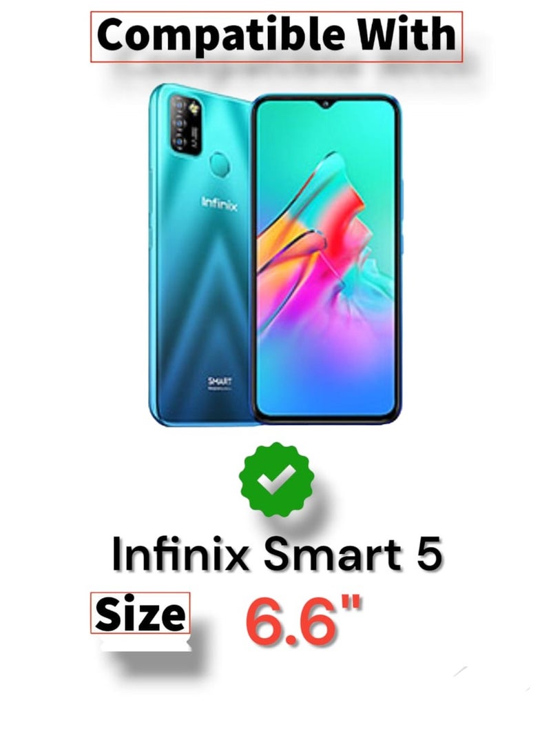 جراب محفظة جلدي قابل للطي مع فتحة بطاقة وحامل خلفي لهاتف Infinix Smart 5، وحزام إغلاق مغناطيسي، وحافظة سيليكون داخلية من مادة TPU، وغطاء عالي الحماية متوافق مع هاتف Infinix Smart 5 (6.6 بوصة) (أحمر)
