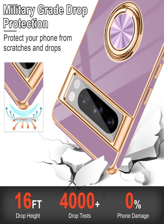 جراب Tnarru مصمم خصيصًا لهاتف Google Pixel 8 Pro، مزود بحلقة تثبيت، يدعم حامل السيارة المغناطيسي، حامل إصبع دوار، غطاء TPU ناعم، حواف مطلية، جراب هاتف نحيف لهاتف Pixel 8 Pro باللون البنفسجي - Image 5