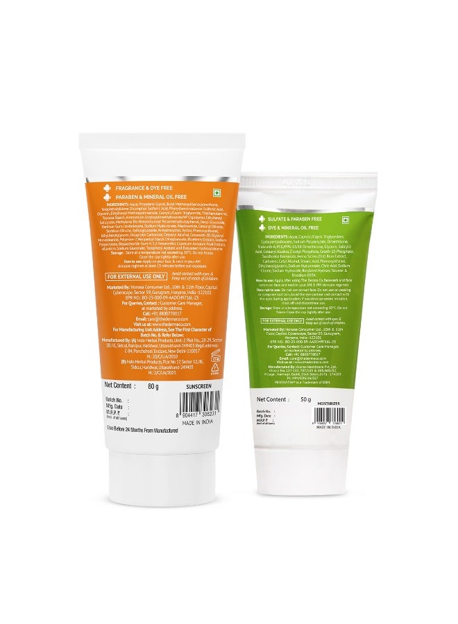 THE derma Co مرطب حمض الساليسيليك 1% 50 جرام و جل مائي واقي من الشمس 1% حمض الهيالورونيك SPF 50 80 جرام للبشرة الدهنية والمعرضة لحب الشباب | خفيف الوزن، مرطب، يتحكم في الزيوت وحماية من الشمس، مجموعة (طقم من 2) - Image 2