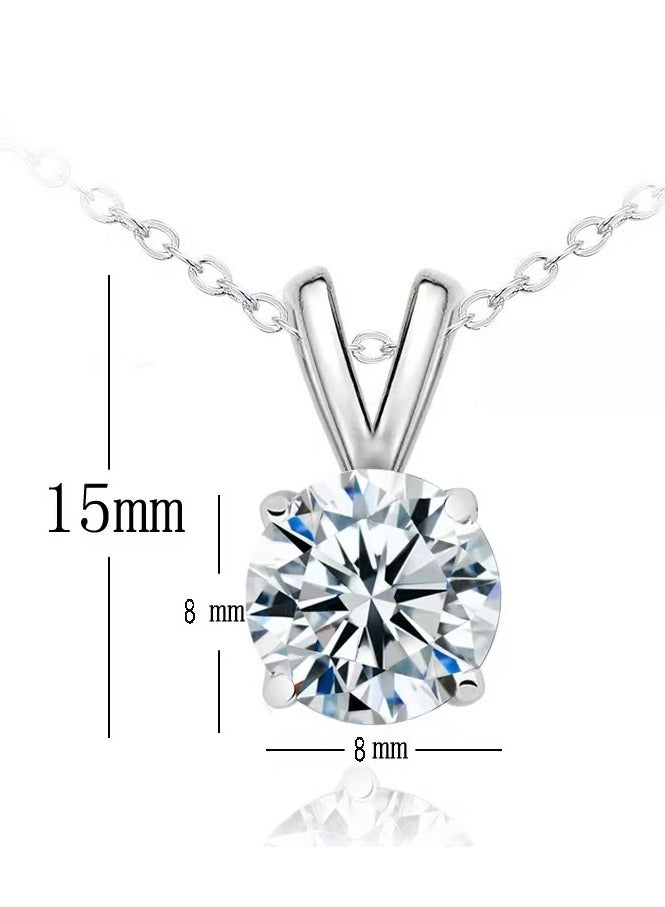 Akali Women's Moissanite Necklace, 1 Carat Lab-Created Diamond Necklace, 925 Sterling Silver Plated with 18K White Gold, Single Pendant Jewelry - Image 4