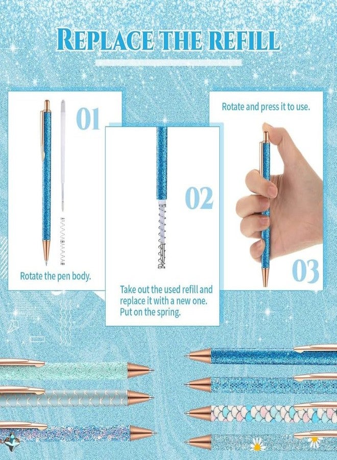Pekos Fancy Pens for Women | Sparkly Glitter Pens with Black Ink Refills | Cute Journaling Pens for Girls | Pretty Pen Gifts for Office, School, Graduation, Christmas | Elegant Stationery (7 Psc Set) - Image 4