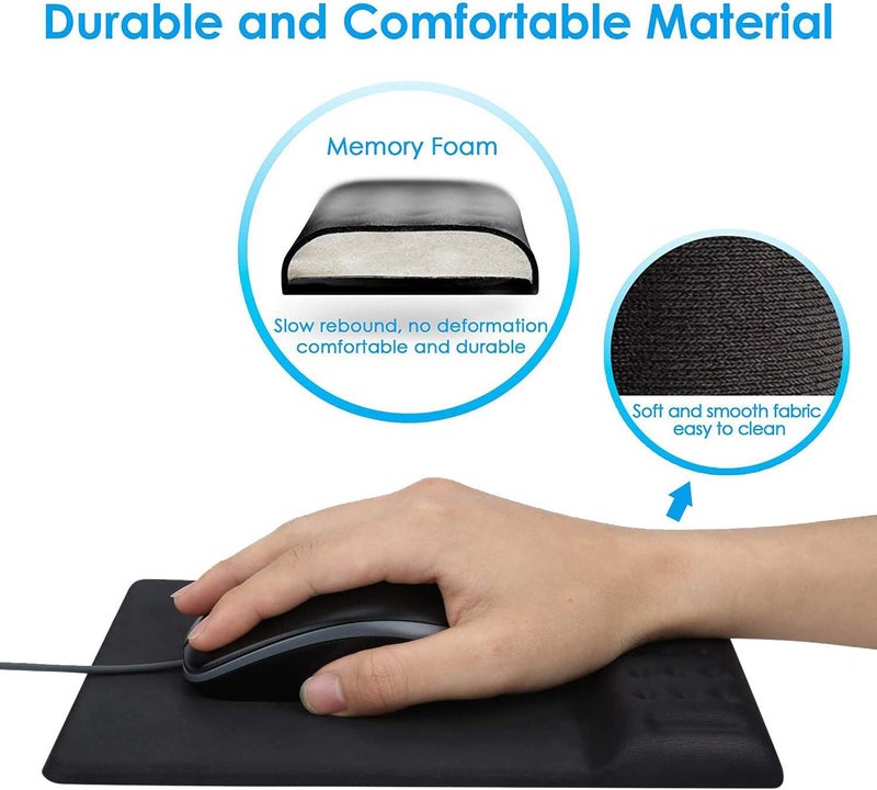X spring Wrist Rest Pad Set, Ergonomic Mouse Pad With Wrist Rest, Mouse Pad And Keyboard Wrist Rest With Non-Slip Pu Base, Memory Foam Wrist Rest Provides For Comfortable Typing And Wrist Pain Relief - Image 3