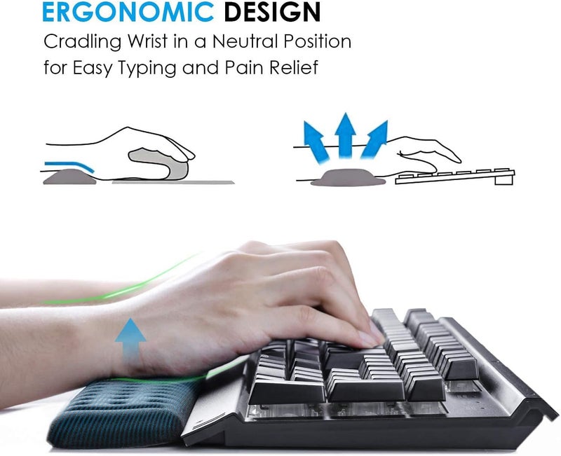 X spring Wrist Rest Pad Set, Ergonomic Mouse Pad With Wrist Rest, Mouse Pad And Keyboard Wrist Rest With Non-Slip Pu Base, Memory Foam Wrist Rest Provides For Comfortable Typing And Wrist Pain Relief - Image 2