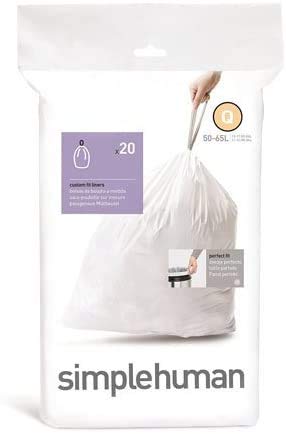 Simplehuman Bin Trash Can Bags Liners New 50-65l Litres Size Q Box Pack of 20