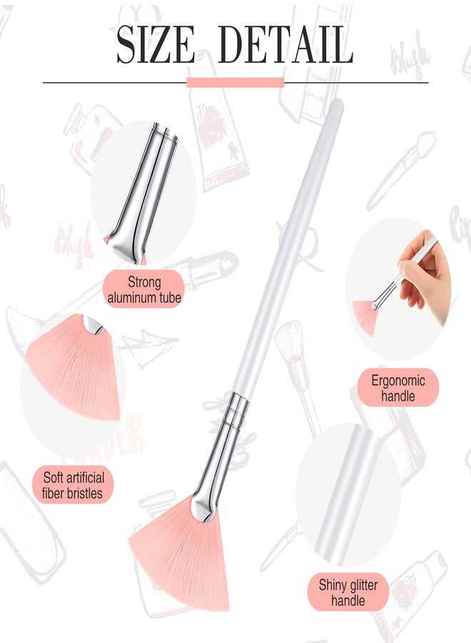 مايتيز مجموعة فرش الوجه من مايتيز، 9 قطع، فرش قناع مروحي، فرش ناعمة لتطبيق المكياج على الوجه، أدوات لتقشير قناع الجليكوليك، مكياج كريم الطين (وردي، أبيض) - Image 3