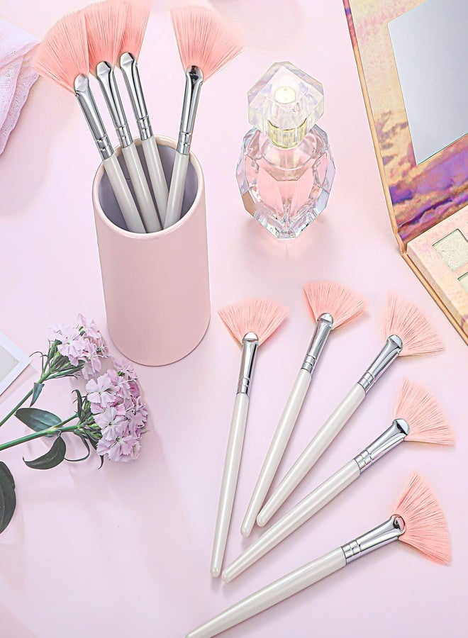 مايتيز مجموعة فرش الوجه من مايتيز، 9 قطع، فرش قناع مروحي، فرش ناعمة لتطبيق المكياج على الوجه، أدوات لتقشير قناع الجليكوليك، مكياج كريم الطين (وردي، أبيض) - Image 4