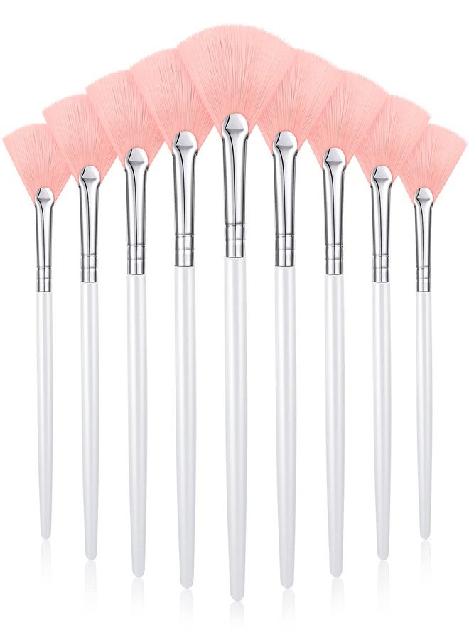 مايتيز مجموعة فرش الوجه من مايتيز، 9 قطع، فرش قناع مروحي، فرش ناعمة لتطبيق المكياج على الوجه، أدوات لتقشير قناع الجليكوليك، مكياج كريم الطين (وردي، أبيض) - Image 1